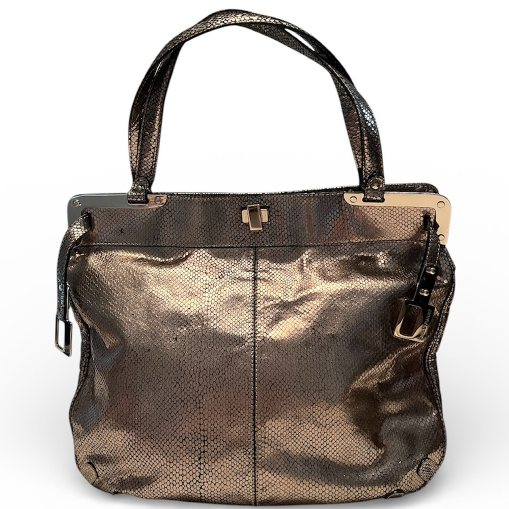 Jill Stewart Metallic Turn Lock Shoulder Bag